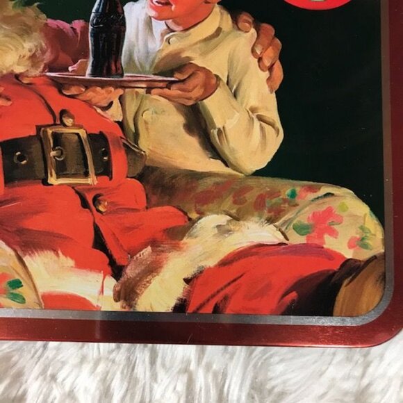 NWOT Set of 2 Vintage Coca-Cola Santa and Sweet Kids Tin Trivet and Wall Plaque - Picture 5 of 12